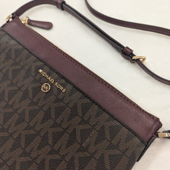 MICHAEL KORS Jet Set Charm Crossbody Large Pocket Messenger Merlot Burgundy Red - Picture 2 of 11